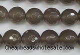 CAG4828 15 inches 12mm faceted round grey agate beads wholesale