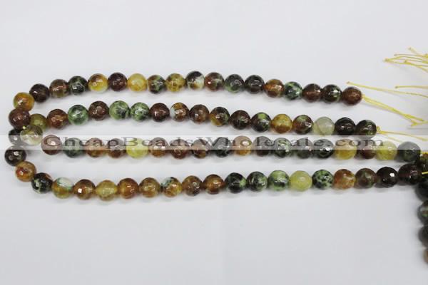 CAG4843 15 inches 10mm faceted round dragon veins agate beads