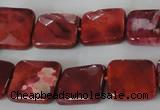 CAG4872 15 inches 14*14mm faceted square fire crackle agate beads