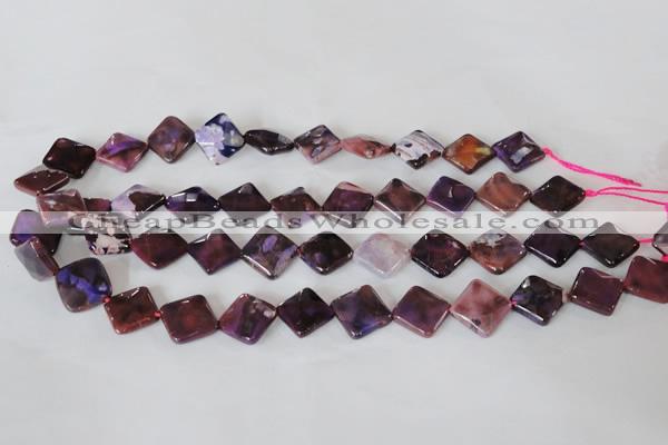 CAG4885 15 inches 14*14mm faceted diamond fire crackle agate beads