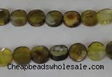 CAG4890 15 inches 8mm faceted coin fire crackle agate beads