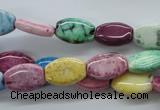 CAG4916 15.5 inches 10*14mm flat drum dyed white agate beads