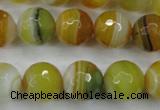 CAG5105 15.5 inches 14mm faceted round line agate beads wholesale