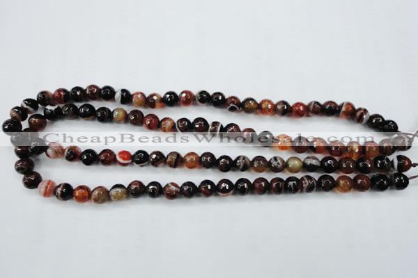 CAG5112 15.5 inches 8mm faceted round line agate beads wholesale