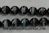 CAG5147 15 inches 10mm faceted round tibetan agate beads wholesale