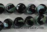 CAG5165 15 inches 12mm faceted round tibetan agate beads wholesale