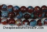 CAG5207 15 inches 8mm faceted round fire crackle agate beads