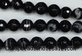 CAG5273 15.5 inches 8mm faceted round black line agate beads