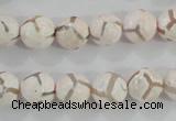 CAG5334 15.5 inches 10mm faceted round tibetan agate beads wholesale