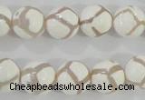 CAG5335 15.5 inches 12mm faceted round tibetan agate beads wholesale