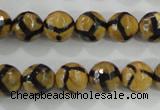 CAG5344 15.5 inches 10mm faceted round tibetan agate beads wholesale