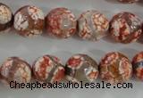 CAG5359 15.5 inches 12mm faceted round tibetan agate beads wholesale