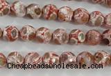 CAG5361 15.5 inches 8mm faceted round tibetan agate beads wholesale