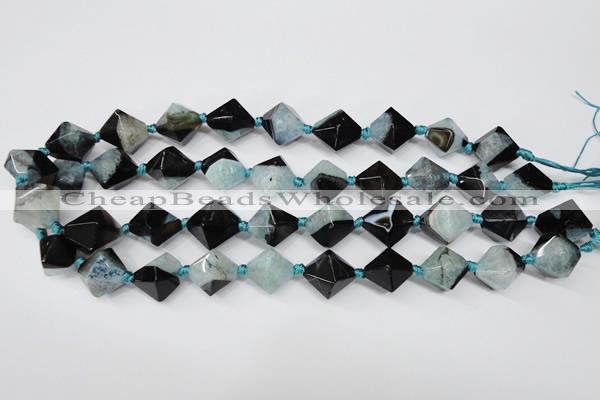 CAG5498 15.5 inches 18*18mm faceted bicone agate gemstone beads