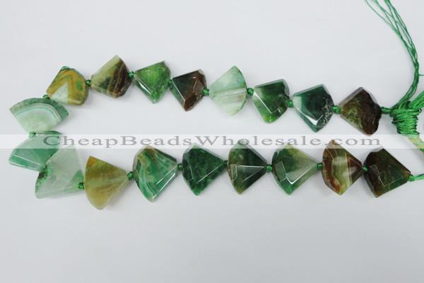 CAG5578 15 inches 20*25mm faceted triangle dragon veins agate beads