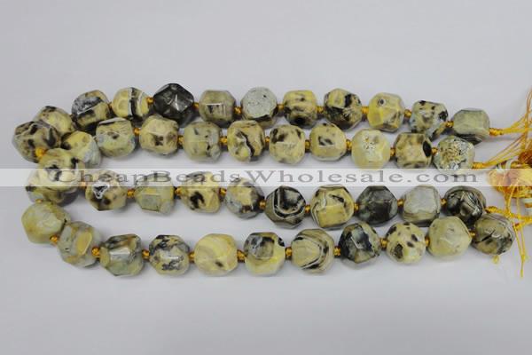 CAG5599 15 inches 15mm faceted nuggets agate gemstone beads