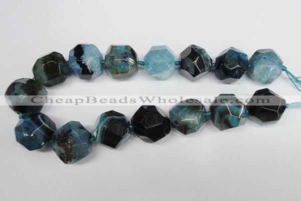 CAG5611 15 inches 25mm faceted nuggets agate gemstone beads