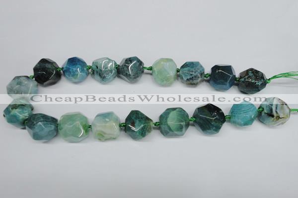 CAG5616 15 inches 20mm faceted nuggets agate gemstone beads