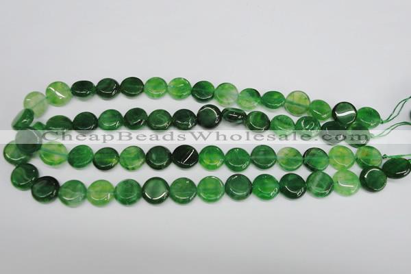 CAG5629 15 inches 12mm flat round dragon veins agate beads