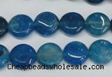 CAG5631 15 inches 12mm flat round dragon veins agate beads