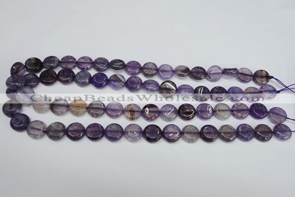 CAG5632 15 inches 12mm flat round dragon veins agate beads