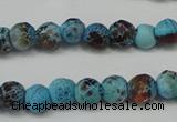 CAG5658 15 inches 4mm faceted round fire crackle agate beads