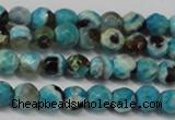 CAG5659 15 inches 4mm faceted round fire crackle agate beads