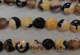 CAG5682 15 inches 8mm faceted round fire crackle agate beads