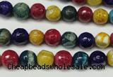 CAG5701 15 inches 8mm faceted round fire crackle agate beads