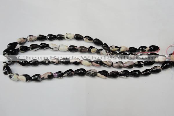 CAG5711 15 inches 8*12mm faceted teardrop fire crackle agate beads