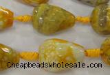 CAG5733 15 inches 15*20mm faceted teardrop fire crackle agate beads