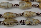 CAG5755 15 inches 8*16mm faceted teardrop fire crackle agate beads