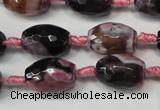 CAG5783 15 inches 12*16mm faceted rice fire crackle agate beads