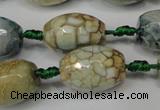 CAG5788 15 inches 13*18mm faceted rice fire crackle agate beads