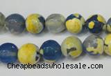 CAG5805 15 inches 10mm faceted round fire crackle agate beads