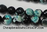 CAG5811 15 inches 10mm faceted round fire crackle agate beads