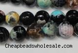 CAG5813 15 inches 10mm faceted round fire crackle agate beads