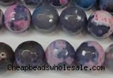 CAG5844 15 inches 14mm faceted round fire crackle agate beads