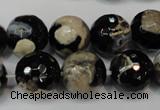 CAG5855 15 inches 16mm faceted round fire crackle agate beads