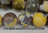 CAG5858 15 inches 16mm faceted round fire crackle agate beads