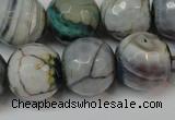 CAG5866 15 inches 16mm faceted round fire crackle agate beads