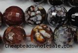 CAG5871 15 inches 16mm faceted round fire crackle agate beads