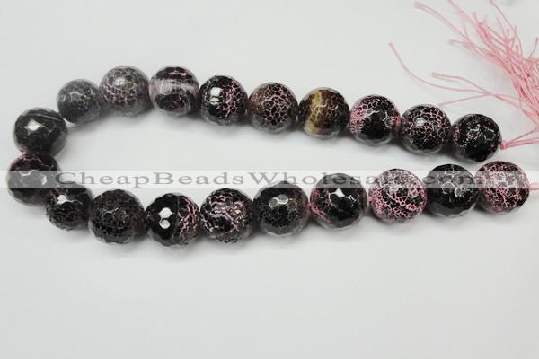 CAG5889 15 inches 20mm faceted round fire crackle agate beads