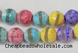 CAG5890 15 inches 10mm faceted round tibetan agate beads wholesale