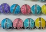 CAG5892 15 inches 12mm faceted round tibetan agate beads wholesale