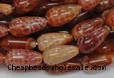 CAG593 15.5 inches 8*16mm teardrop natural fire agate beads