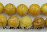 CAG5941 15.5 inches 12mm round yellow crazy lace agate beads