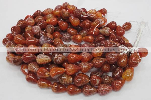 CAG595 15.5 inches 15*20mm teardrop natural fire agate beads