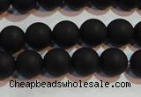 CAG6012 15.5 inches 8mm round matte black agate beads