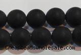 CAG6013 15.5 inches 10mm round matte black agate beads